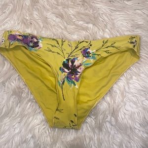 Yellow Rip Curl Bikini Bottoms with Floral Pattern